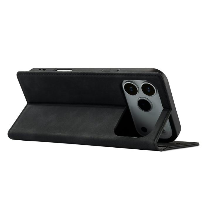 LC.imeeke - LC.IMEEKE iPhone 17 Pro Max Fodral Wallet Mikrofiberläder - Svart