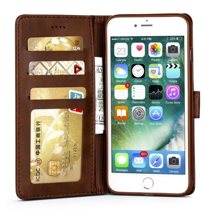 LC.imeeke - LC.IMEEKE iPhone 6s/6 Skal i Texturerat PU Läder - Mörkbrun