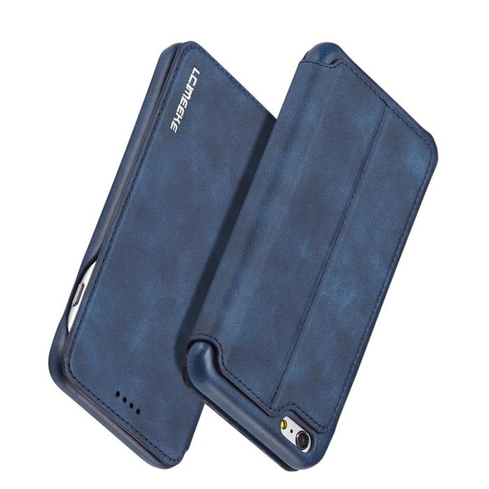 LC.imeeke - LC.IMEEKE iPhone 6s/6 Skal Retro Stil Äkta Läder - Blå