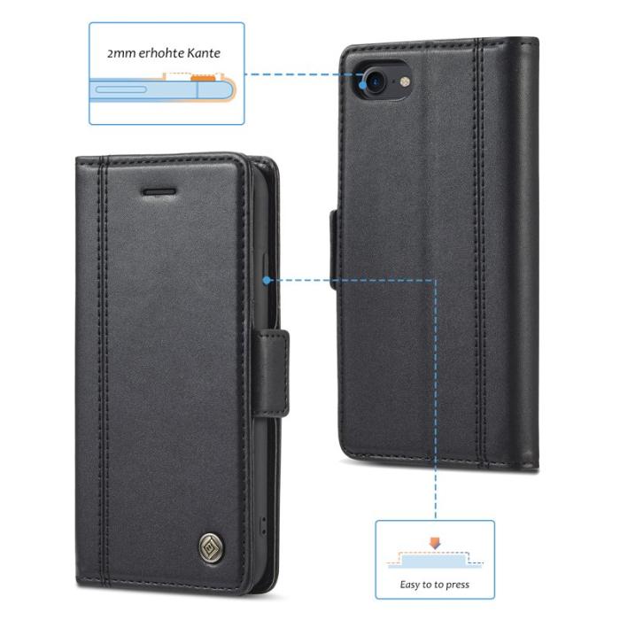 LC.imeeke - LC.IMEEKE iPhone 7/8/SE (2020/2022) Fodral PU Läder - Svart
