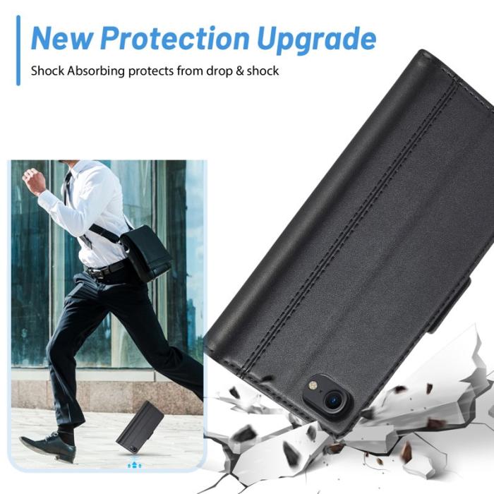 LC.imeeke - LC.IMEEKE iPhone 7/8/SE (2020/2022) Fodral PU Läder - Svart