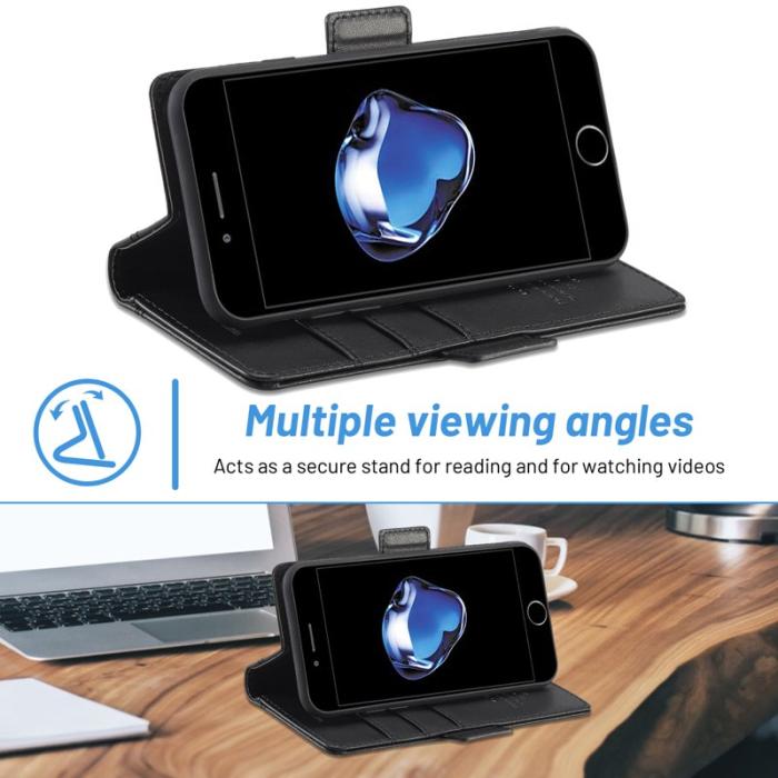 LC.imeeke - LC.IMEEKE iPhone 7/8/SE (2020/2022) Fodral PU Läder - Svart