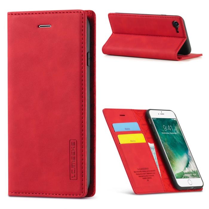 LC.imeeke - LC.IMEEKE iPhone 7/8/SE (2020)/SE (2022) Skal Äkta läder - Röd
