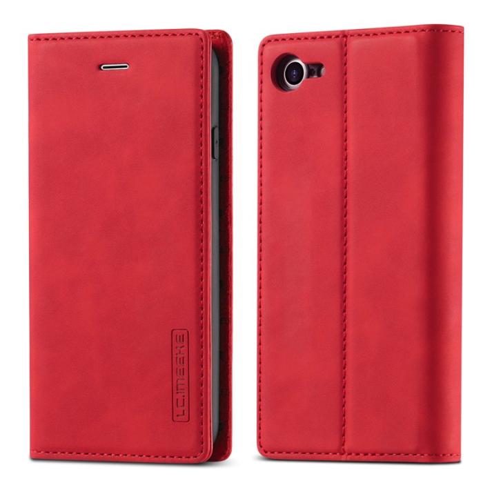 LC.imeeke - LC.IMEEKE iPhone 7/8/SE (2020)/SE (2022) Skal Äkta läder - Röd