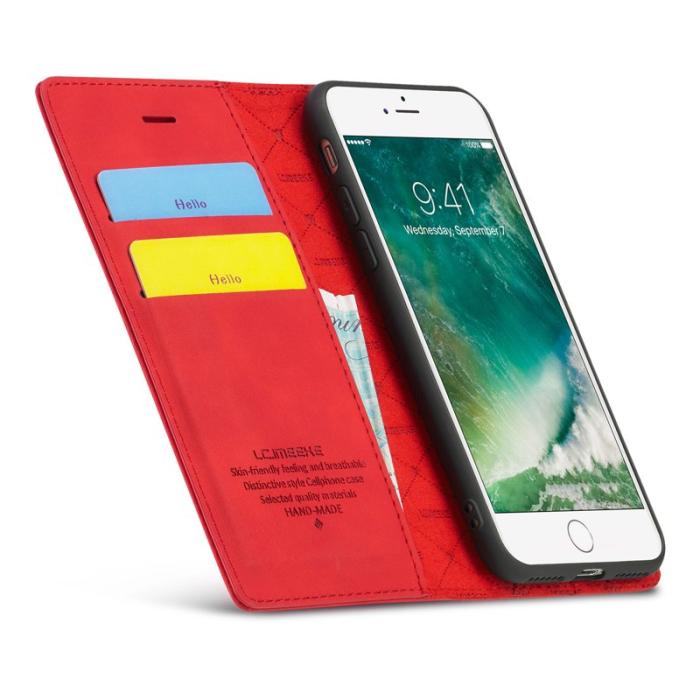 LC.imeeke - LC.IMEEKE iPhone 7/8/SE (2020)/SE (2022) Skal Äkta läder - Röd