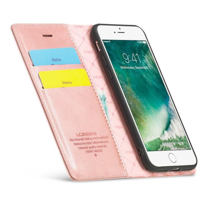 LC.imeeke - LC.IMEEKE iPhone 7/8/SE (2020)/SE (2022) Skal Äkta läder - Roséguld
