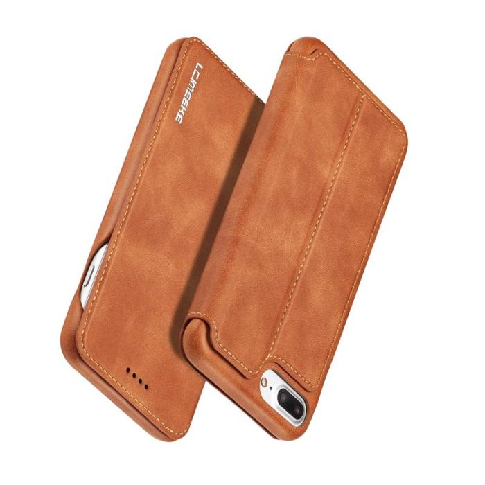 LC.imeeke - LC.IMEEKE iPhone 8 Plus/7 Plus Fodral Äkta läder - Brun