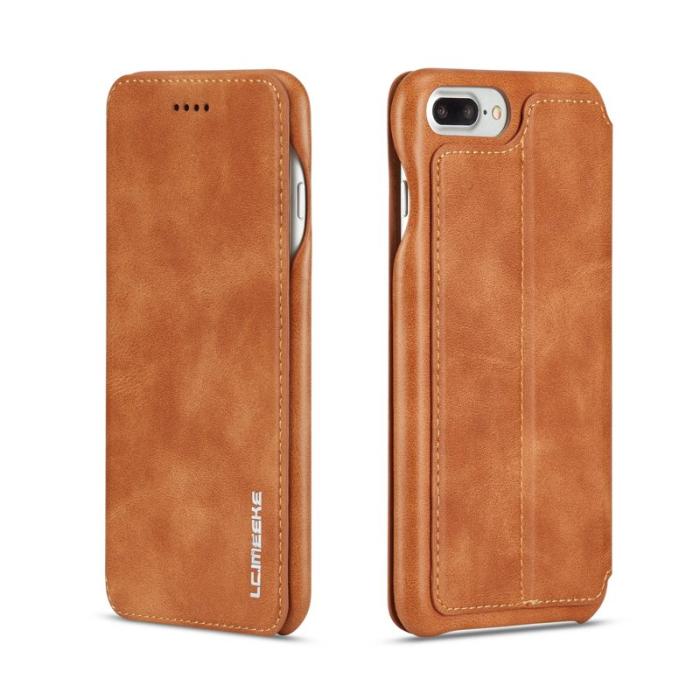 LC.imeeke - LC.IMEEKE iPhone 8 Plus/7 Plus Fodral Äkta läder - Brun