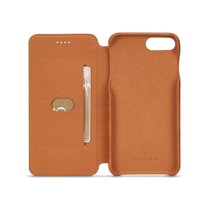 LC.imeeke - LC.IMEEKE iPhone 8 Plus/7 Plus Fodral Äkta läder - Brun