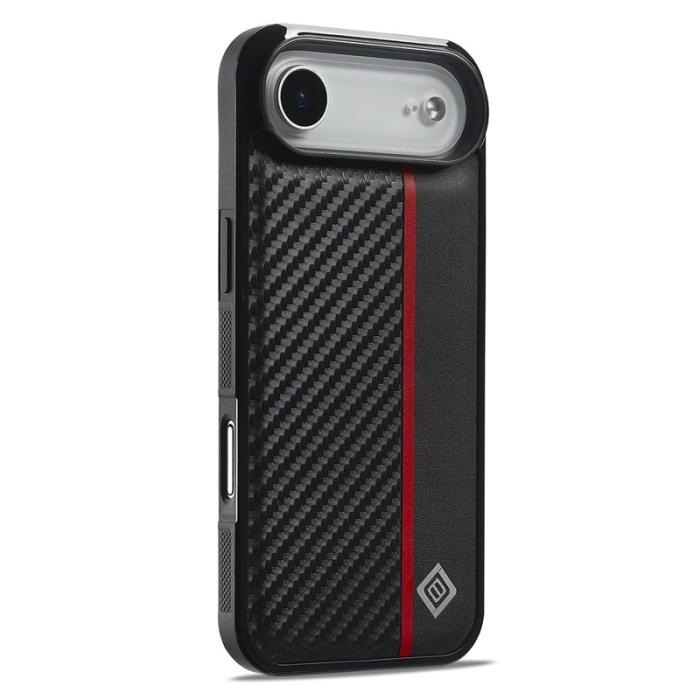 LC.imeeke - LC.IMEEKE iPhone Air Fodral Äkta läder - Carbon Fiber - Svart