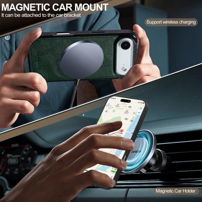 LC.imeeke - LC.IMEEKE iPhone Air Fodral Äkta läder + TPU - Grön