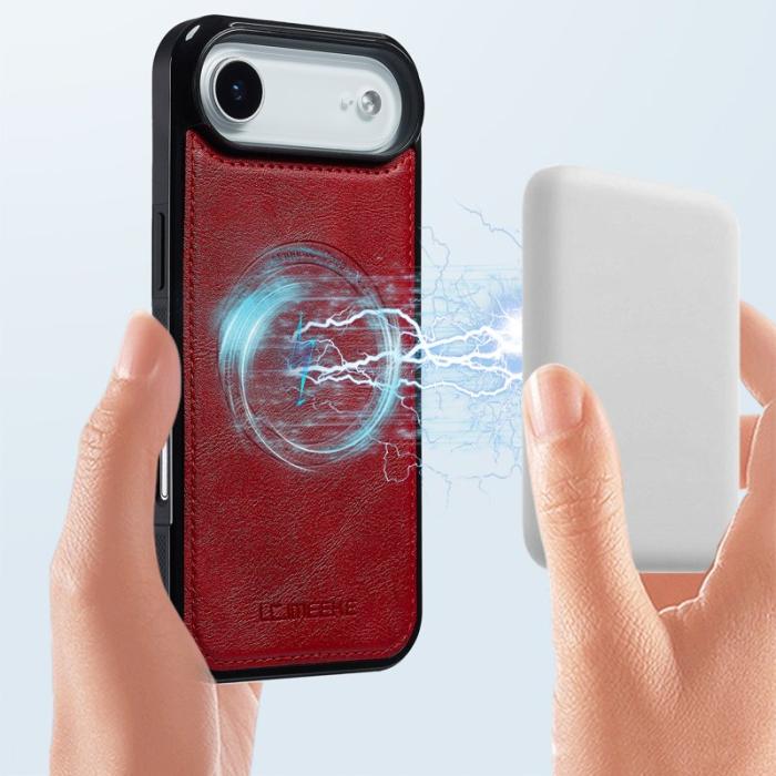 LC.imeeke - LC.IMEEKE iPhone Air Fodral Äkta läder + TPU - Röd