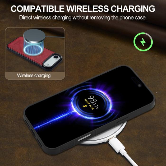 LC.imeeke - LC.IMEEKE iPhone Air Fodral Äkta läder + TPU - Röd