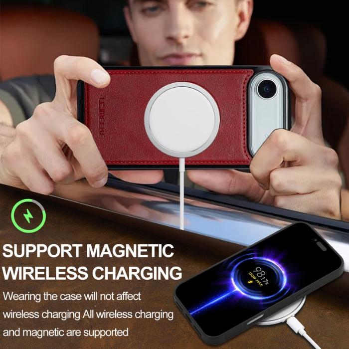 LC.imeeke - LC.IMEEKE iPhone Air Fodral Äkta läder + TPU - Röd