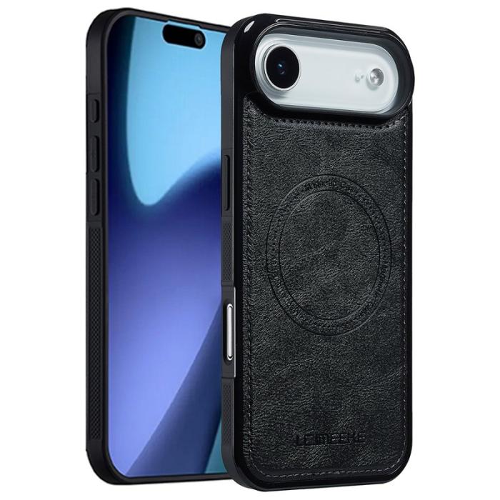 LC.imeeke - LC.IMEEKE iPhone Air Fodral Äkta läder + TPU - Svart