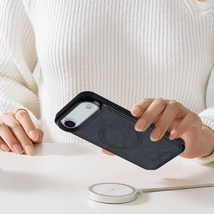 LC.imeeke - LC.IMEEKE iPhone Air Fodral Äkta läder + TPU - Svart