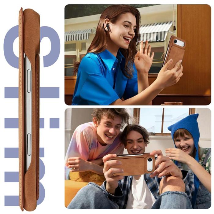 LC.imeeke - LC.IMEEKE iPhone Air Fodral Card Holder Äkta läder - Brun