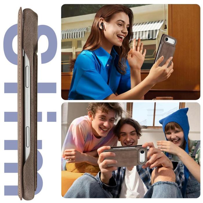 LC.imeeke - LC.IMEEKE iPhone Air Fodral Card Holder Äkta läder - Kaffe