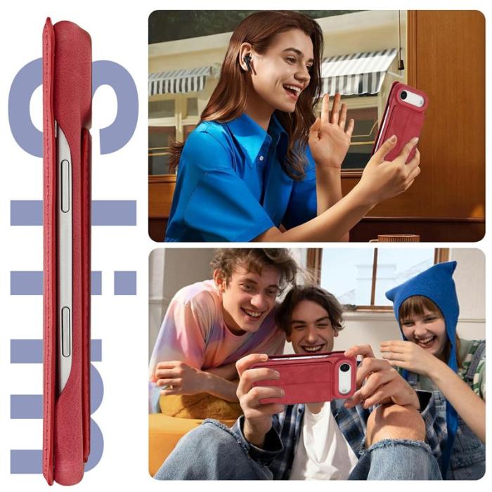 LC.imeeke - LC.IMEEKE iPhone Air Fodral Card Holder Äkta läder - Röd