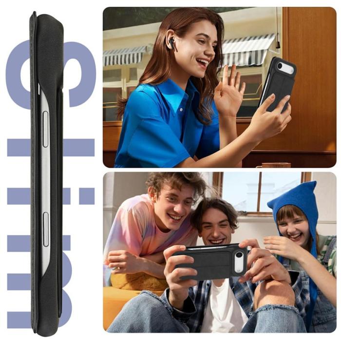 LC.imeeke - LC.IMEEKE iPhone Air Fodral Card Holder Äkta läder - Svart