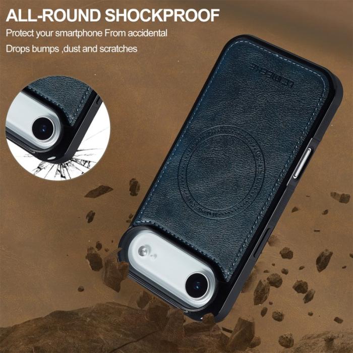 LC.imeeke - LC.IMEEKE iPhone Air Fodral MagSafe Äkta läder - Blå