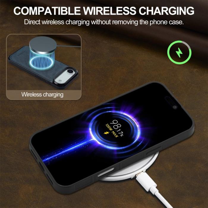 LC.imeeke - LC.IMEEKE iPhone Air Fodral MagSafe Äkta läder - Blå