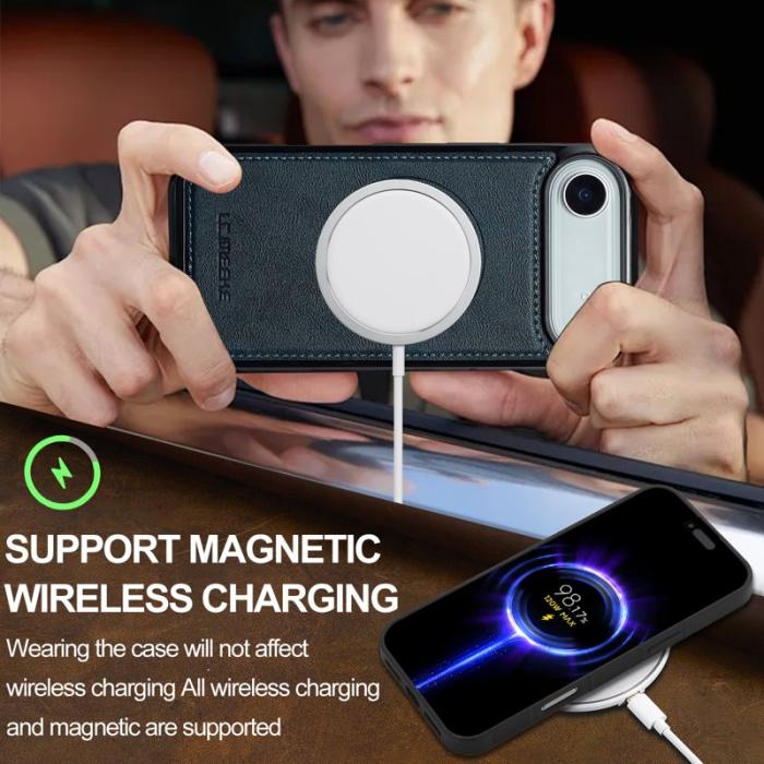 LC.imeeke - LC.IMEEKE iPhone Air Fodral MagSafe Äkta läder - Blå