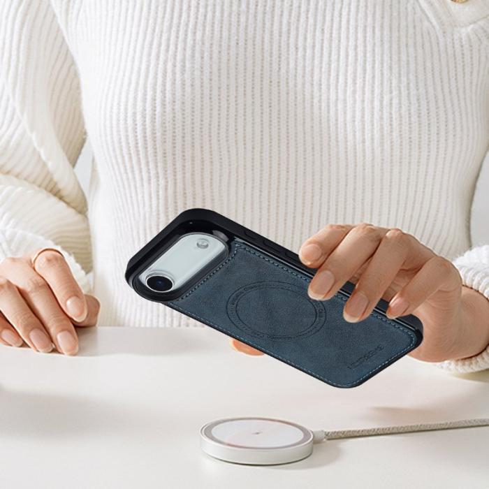 LC.imeeke - LC.IMEEKE iPhone Air Fodral MagSafe Äkta läder - Blå