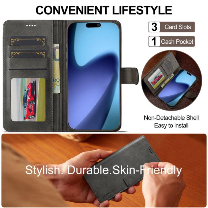 LC.imeeke - LC.IMEEKE iPhone Air Fodral PU Läder - Grå