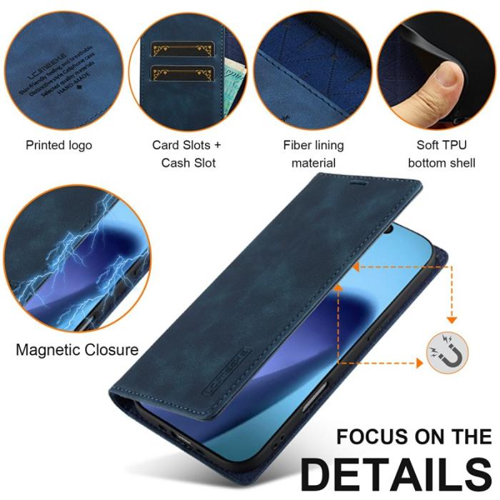 LC.imeeke - LC.IMEEKE iPhone Air Fodral Wallet Mikrofiberläder - Blå