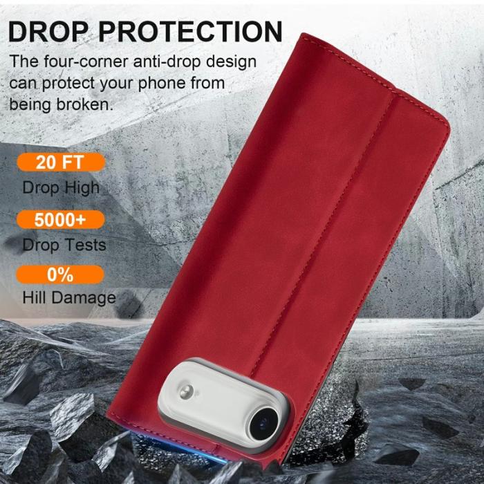 LC.imeeke - LC.IMEEKE iPhone Air Fodral Wallet Mikrofiberläder - Röd