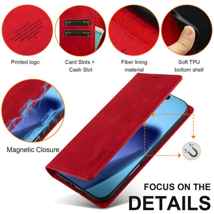 LC.imeeke - LC.IMEEKE iPhone Air Fodral Wallet Mikrofiberläder - Röd