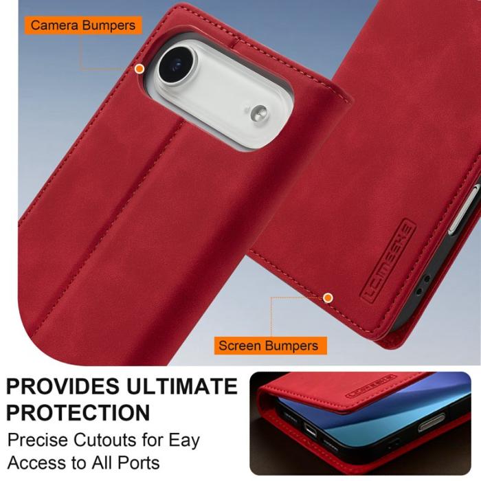 LC.imeeke - LC.IMEEKE iPhone Air Fodral Wallet Mikrofiberläder - Röd