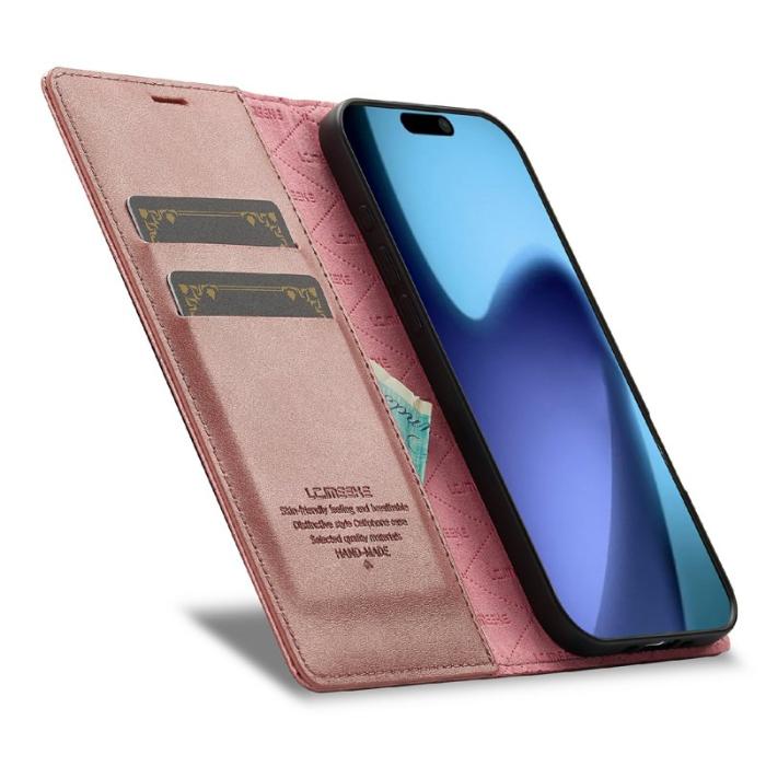 LC.imeeke - LC.IMEEKE iPhone Air Fodral Wallet Mikrofiberläder - Roséguld
