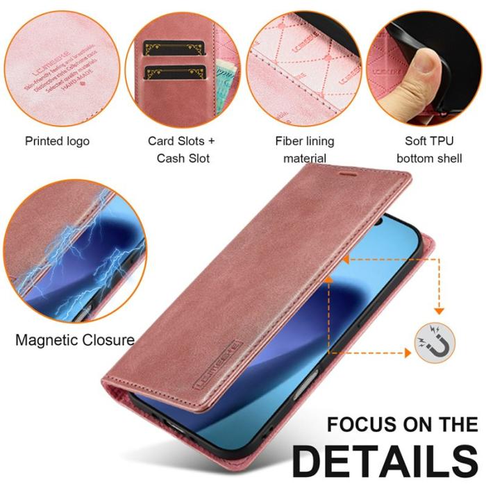 LC.imeeke - LC.IMEEKE iPhone Air Fodral Wallet Mikrofiberläder - Roséguld