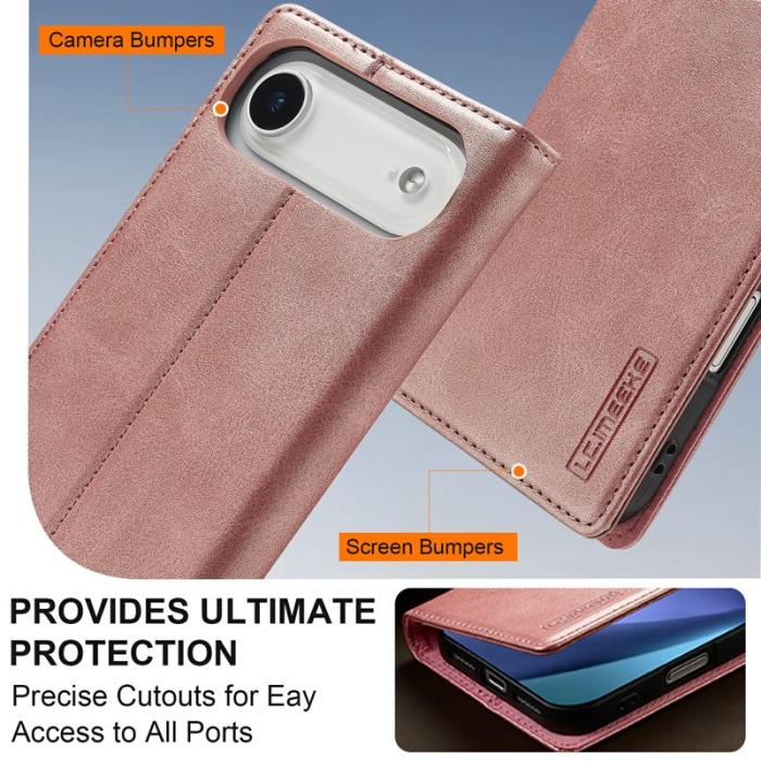 LC.imeeke - LC.IMEEKE iPhone Air Fodral Wallet Mikrofiberläder - Roséguld