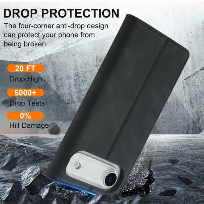 LC.imeeke - LC.IMEEKE iPhone Air Fodral Wallet Mikrofiberläder - Svart