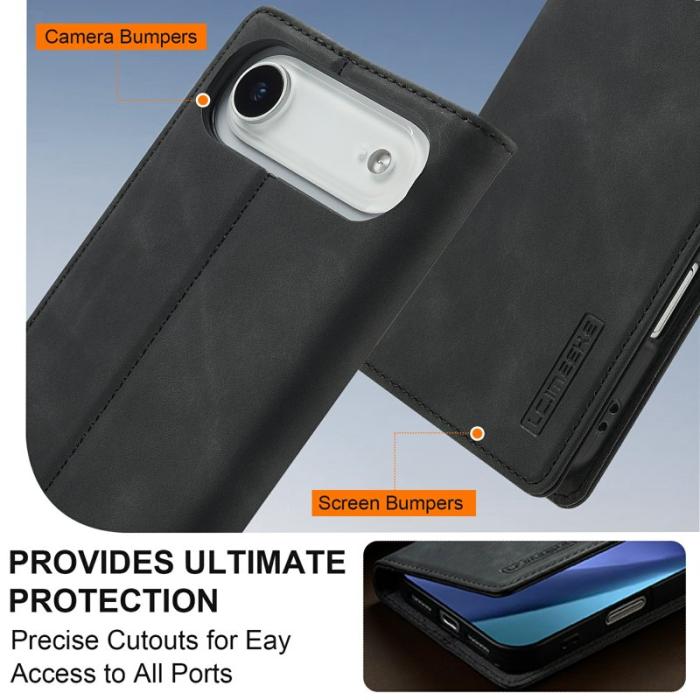 LC.imeeke - LC.IMEEKE iPhone Air Fodral Wallet Mikrofiberläder - Svart