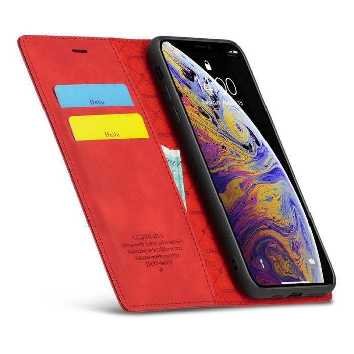 LC.imeeke - LC.IMEEKE iPhone X/XS Skal Äkta läder - Röd