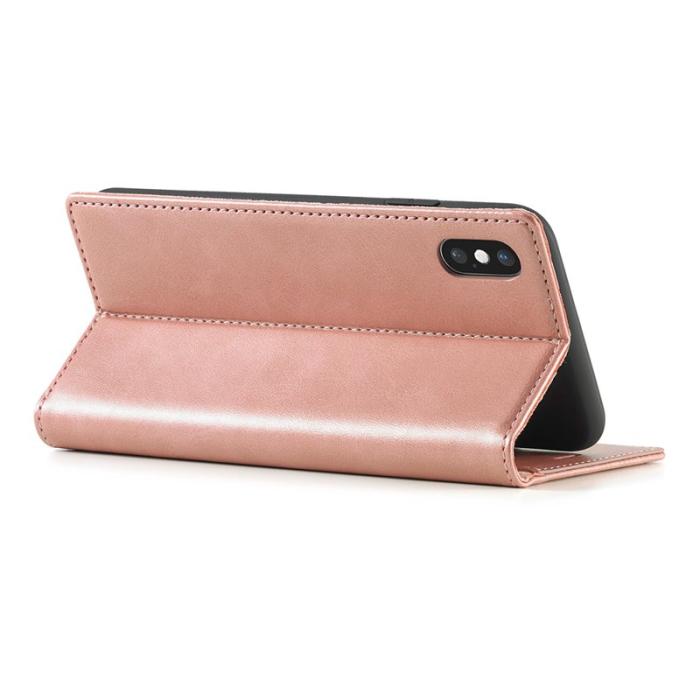 LC.imeeke - LC.IMEEKE iPhone X/XS Skal Äkta Läder - Rose Gold