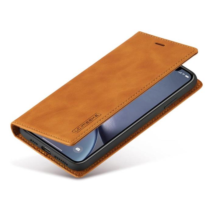 LC.imeeke - LC.IMEEKE iPhone XR Skal i TPU och PU-läder - Brun