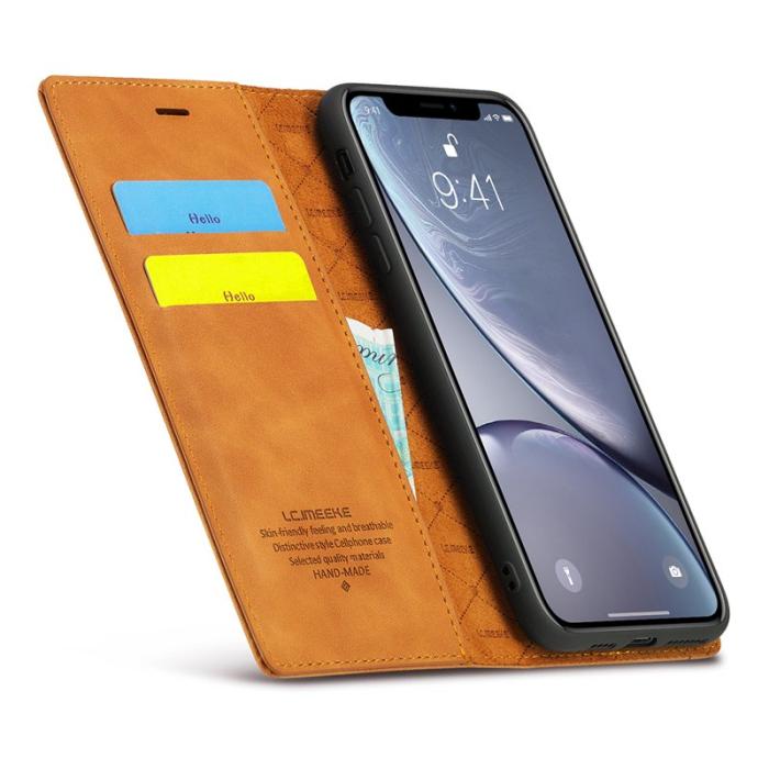 LC.imeeke - LC.IMEEKE iPhone XR Skal i TPU och PU-läder - Brun