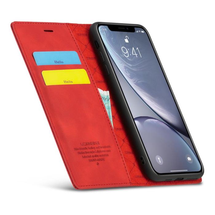 LC.imeeke - LC.IMEEKE iPhone XR Skal i TPU och PU Läder - Röd