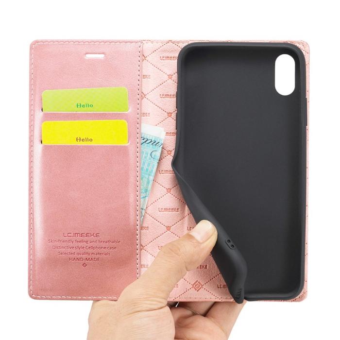 LC.imeeke - LC.IMEEKE iPhone XR Skal i TPU och PU Läder - Roséguld