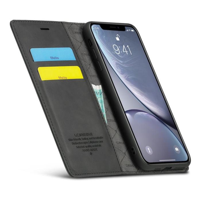 LC.imeeke - LC.IMEEKE iPhone XR Skal i TPU och PU-läder - Svart