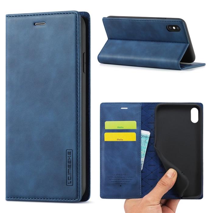 LC.imeeke - LC.IMEEKE iPhone XS Max Skal Äkta läder - Blå