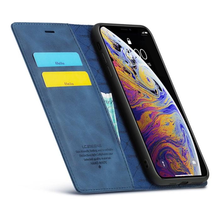 LC.imeeke - LC.IMEEKE iPhone XS Max Skal Äkta läder - Blå