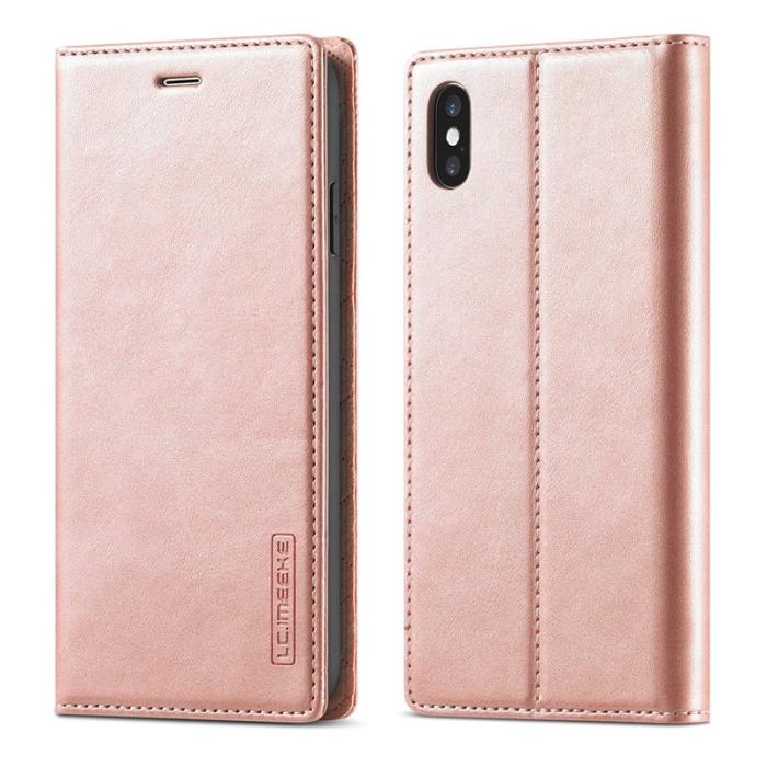 LC.imeeke - LC.IMEEKE iPhone XS Max Skal Äkta läder - Rose Gold