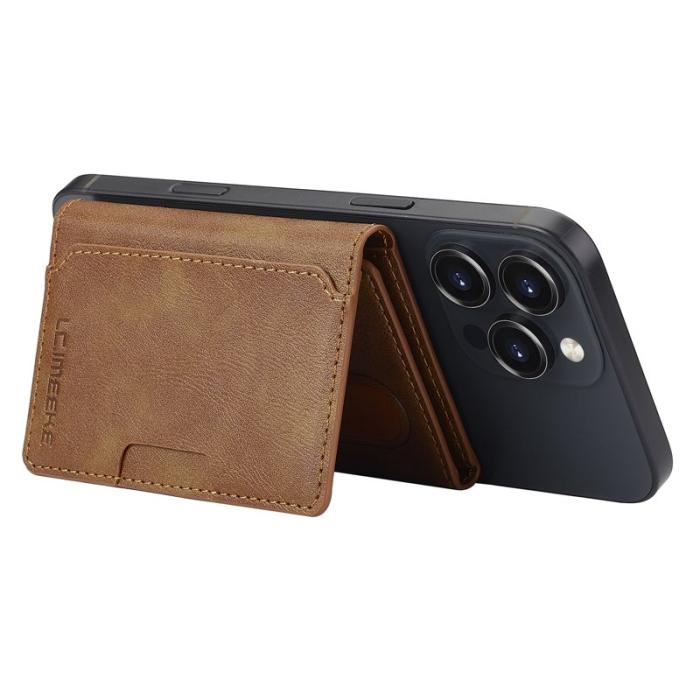 LC.imeeke - LC.IMEEKE Kickstand Fodral för telefon - PU Läder - Brun