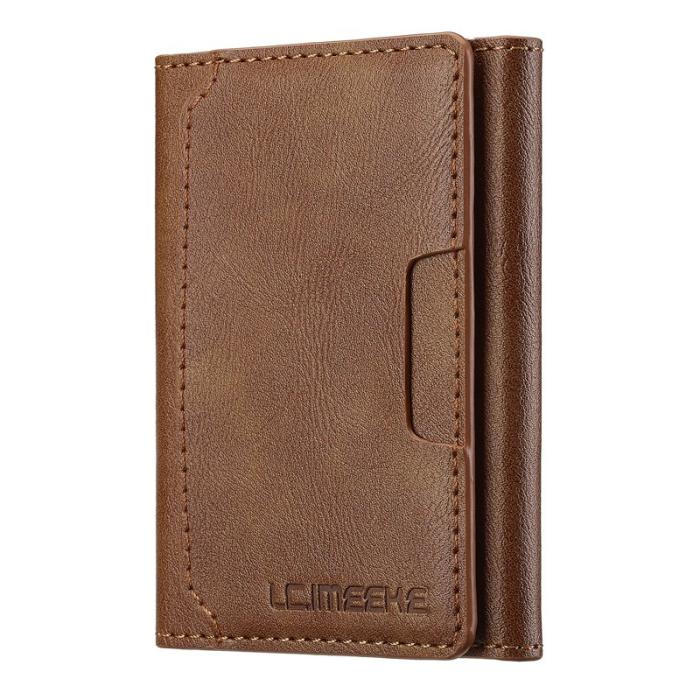 LC.imeeke - LC.IMEEKE Kickstand Fodral för telefon - PU Läder - Brun